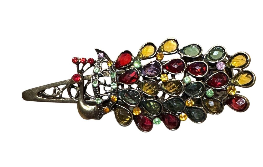 Bejeweled Peacock Hair Barrette Clip #22100 - Picture 7 of 10